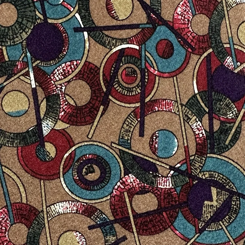 Vintage Valentino Giovanni 100% Silk Bronze Multicolor Abstract Necktie Italy